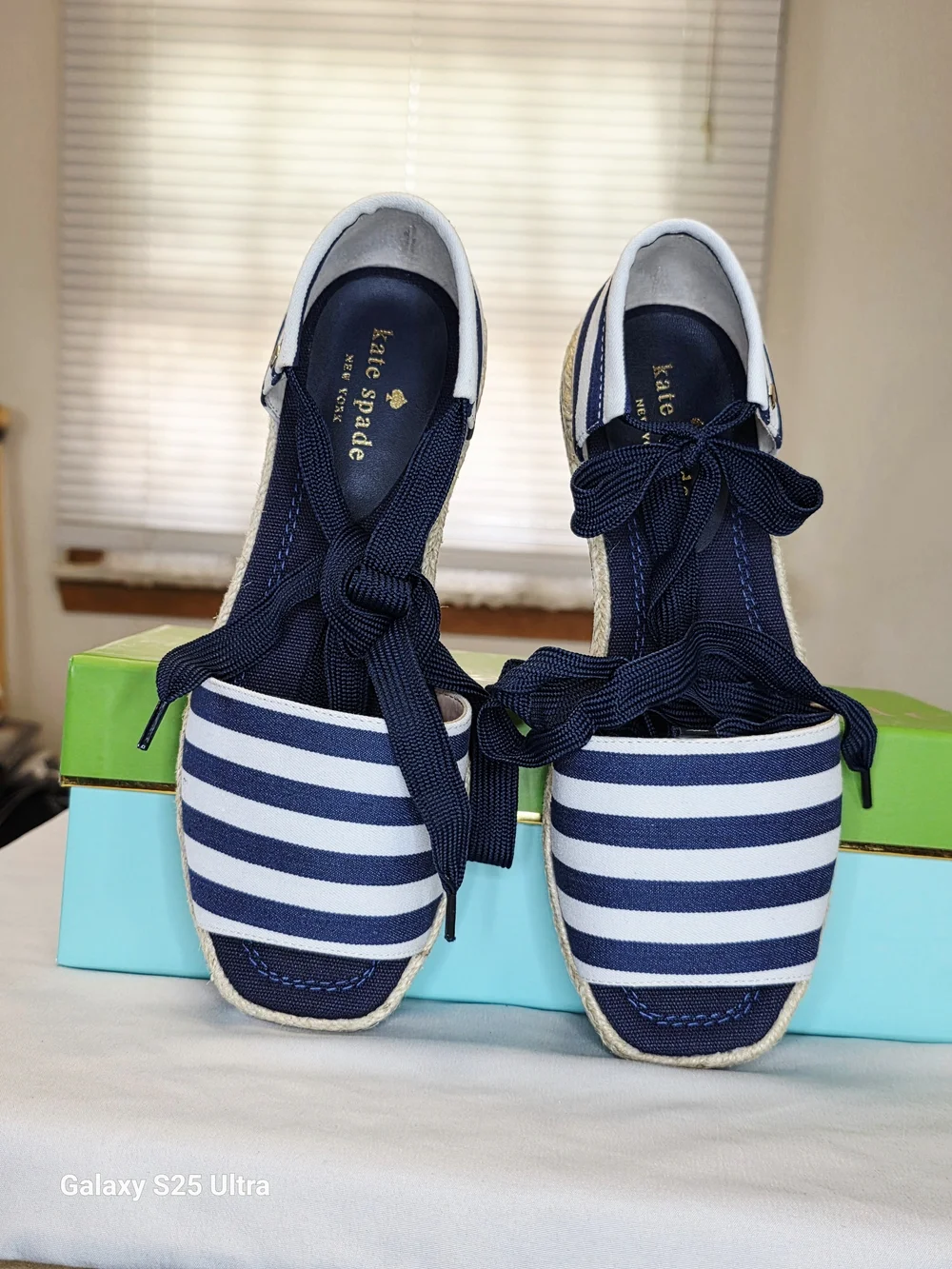 Kate Spade Chandra Espadrille Sandals In Navy/White  Size 7M